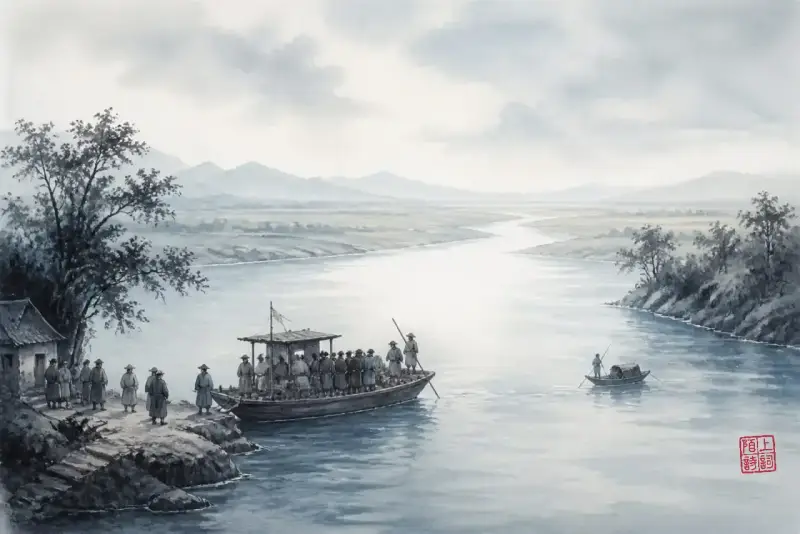 「渡」：过河，也过关