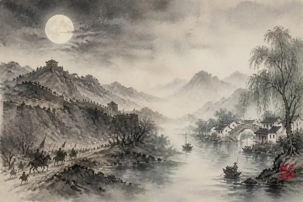 塞上与江南：同一抹月两种静