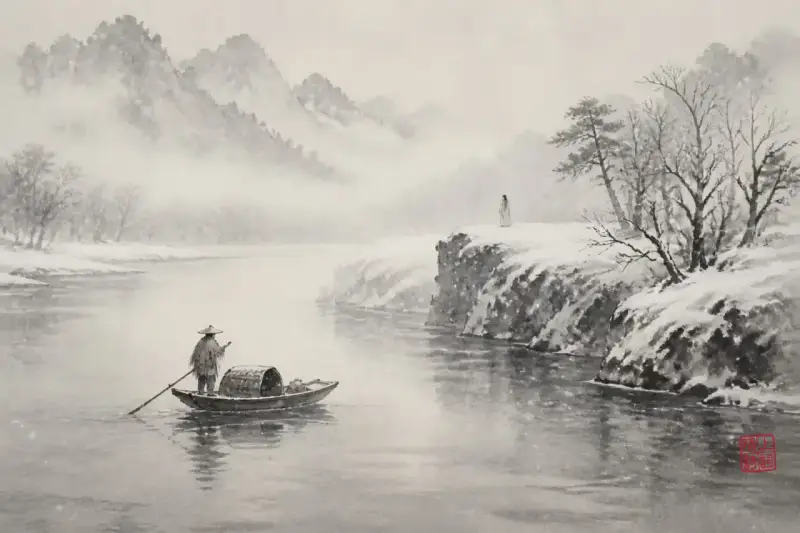 同看一江雪，江上与人上