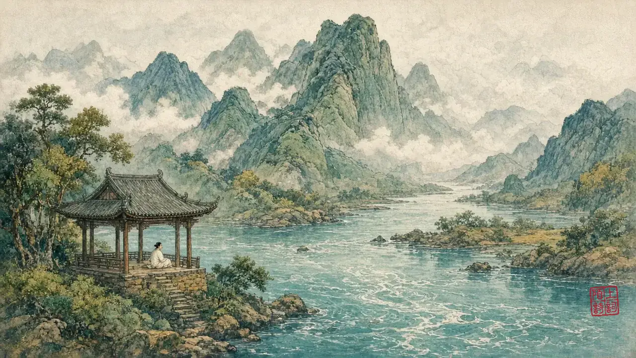 苏舜钦坐沧浪，水声替他说完