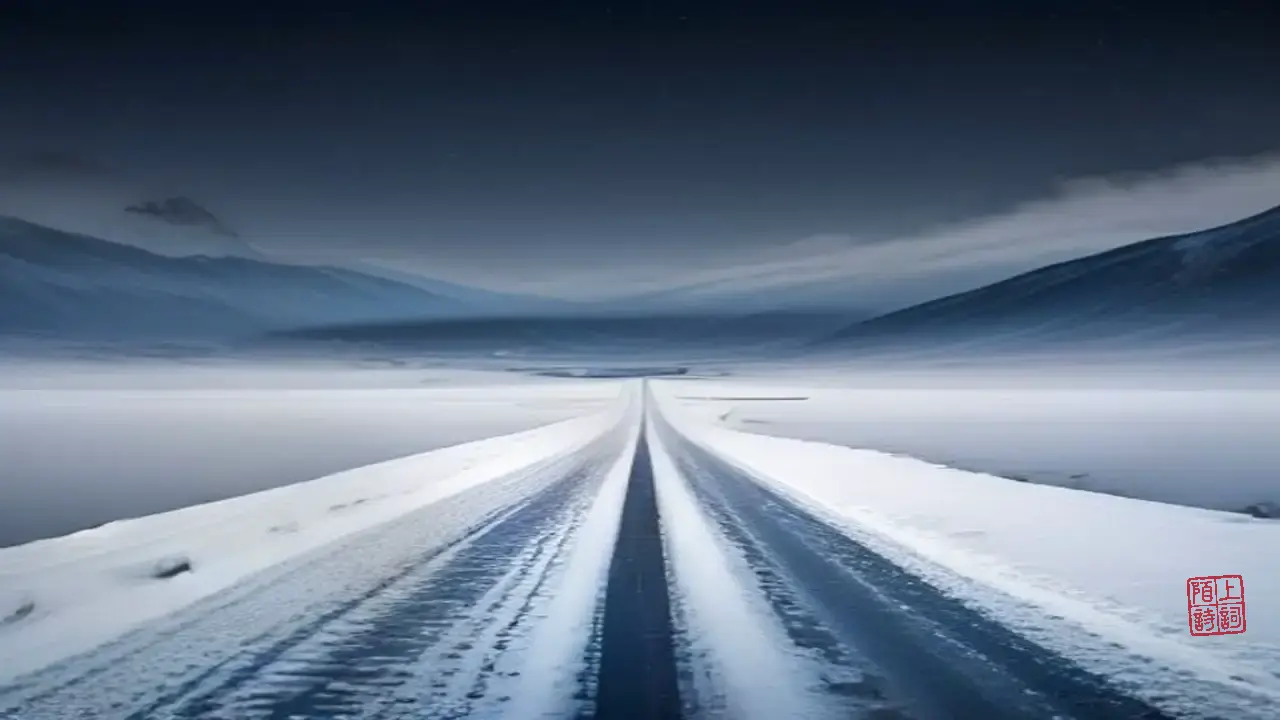 大雪夜里，路从脚印里消失