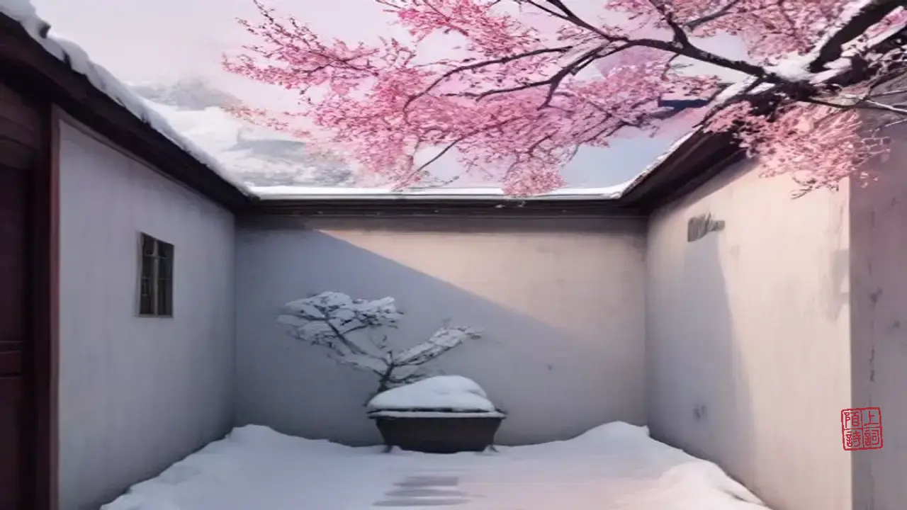大雪过后，梅在墙角试香
