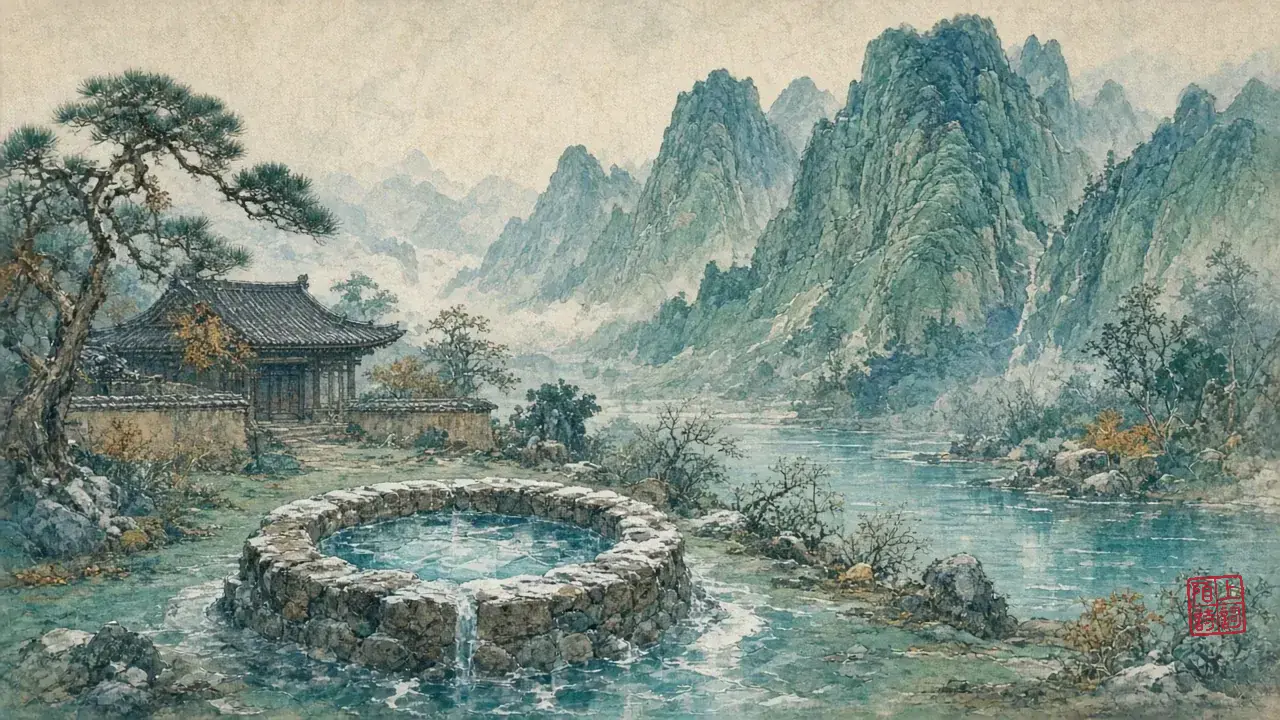 井栏结冰，桶响了一下