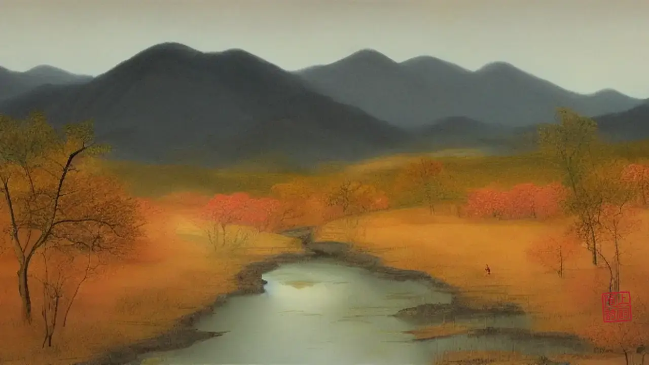 水芙蓉谢了，岸上那树才红